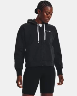 Damen UA Essential Fleece-Shirt Mit Schriftzug Und Durchgehendem Zip