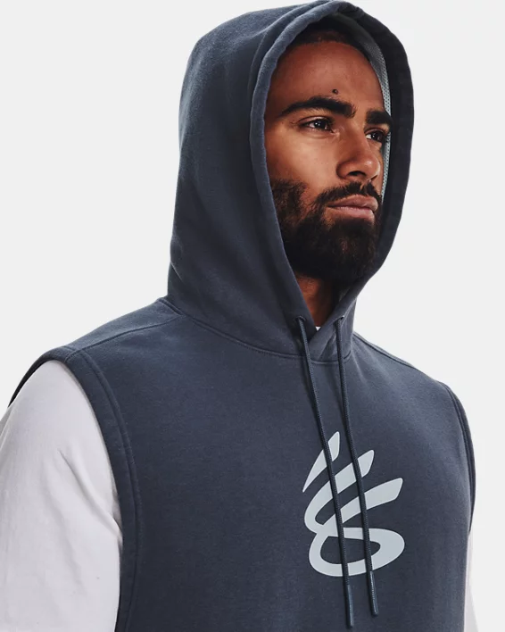 Herren Curry Fleece-Hoodie, ärmellos – Bild 4