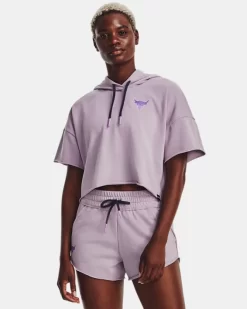 Damen Project Rock Rival Kurzarm-Hoodie Aus French Terry