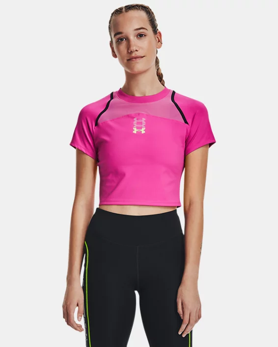 UA Run Anywhere Crop Kurzarm-Oberteil Für Damen – Bild 2