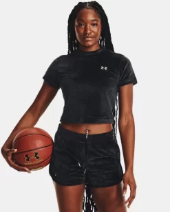 UA Velour OG Mock Kurzarm-Oberteil Für Damen