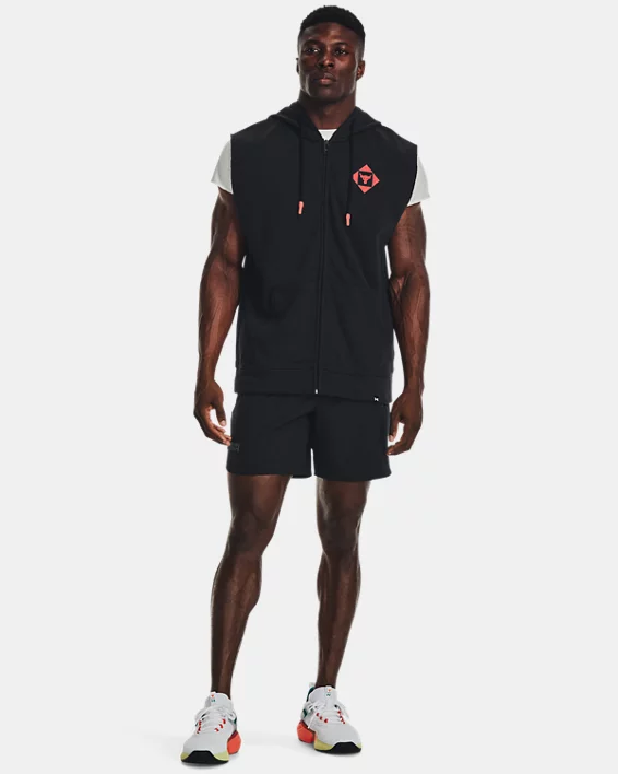 Herren Project Rock Heavyweight ärmelloser Hoodie Aus French Terry Mit Durchgehendem Zip – Bild 3